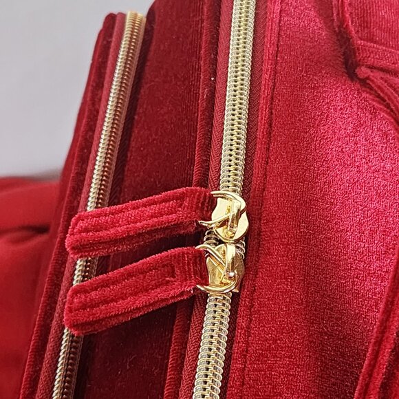 Estee Lauder Red Velvet with Gold Hardware Holiday Recycled Cosmetic Makeup Bag - Picture 11 of 16